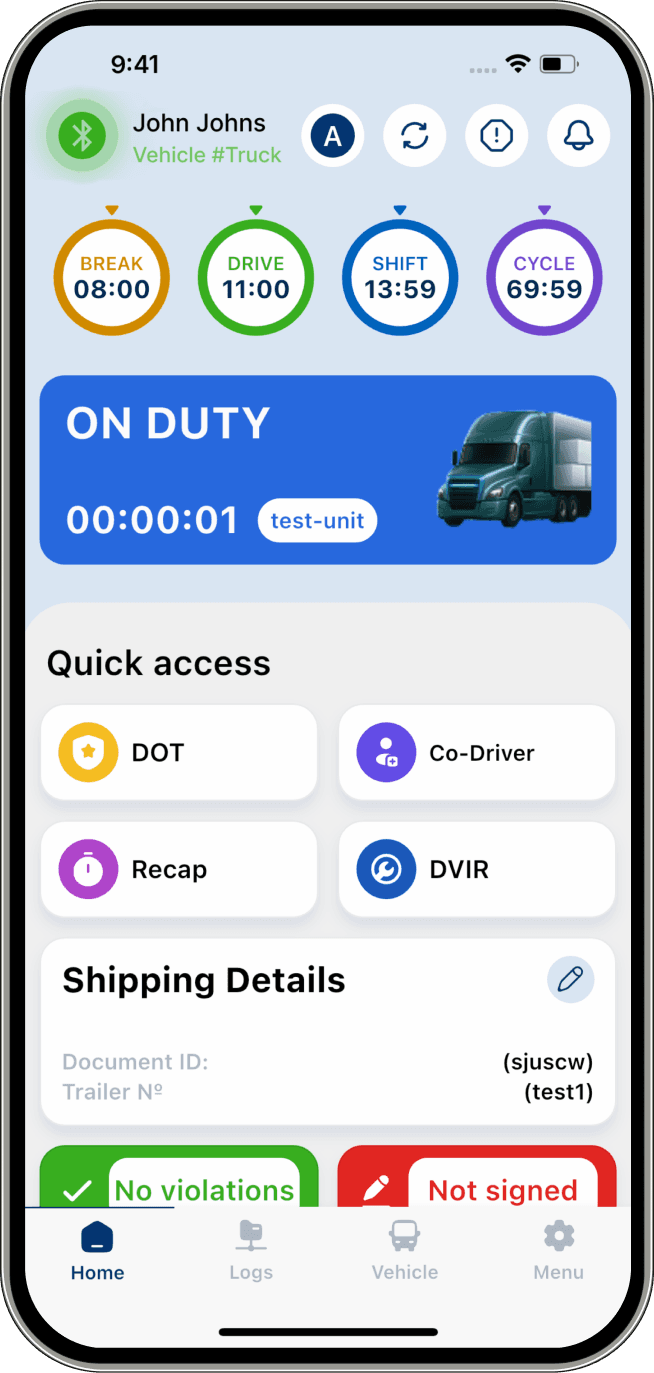 Safe Lane ELD Mobile App